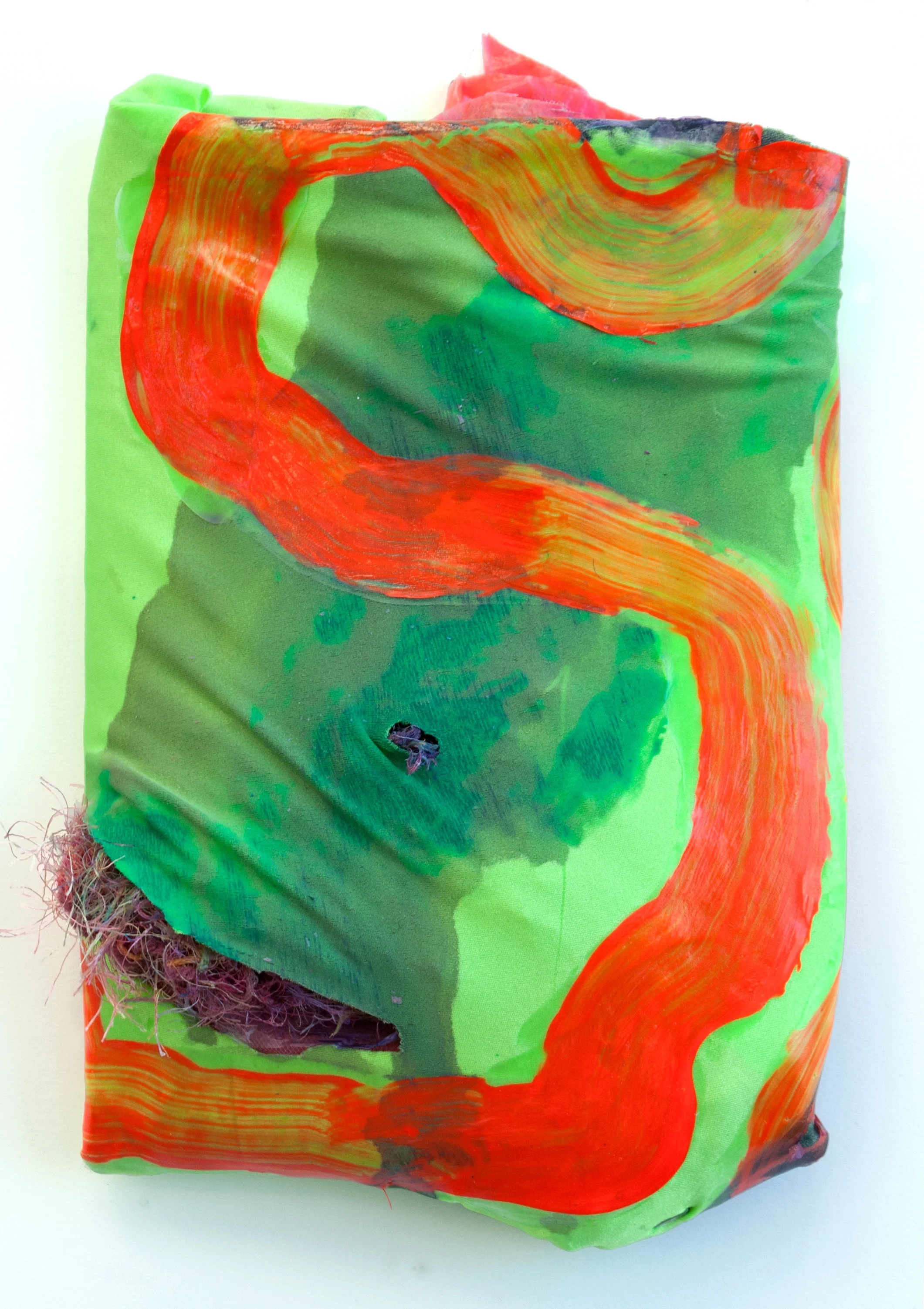 Untitled/Clump 2014 acrylic paint, paper, nylon, cardboard on wall 14x10x2in.