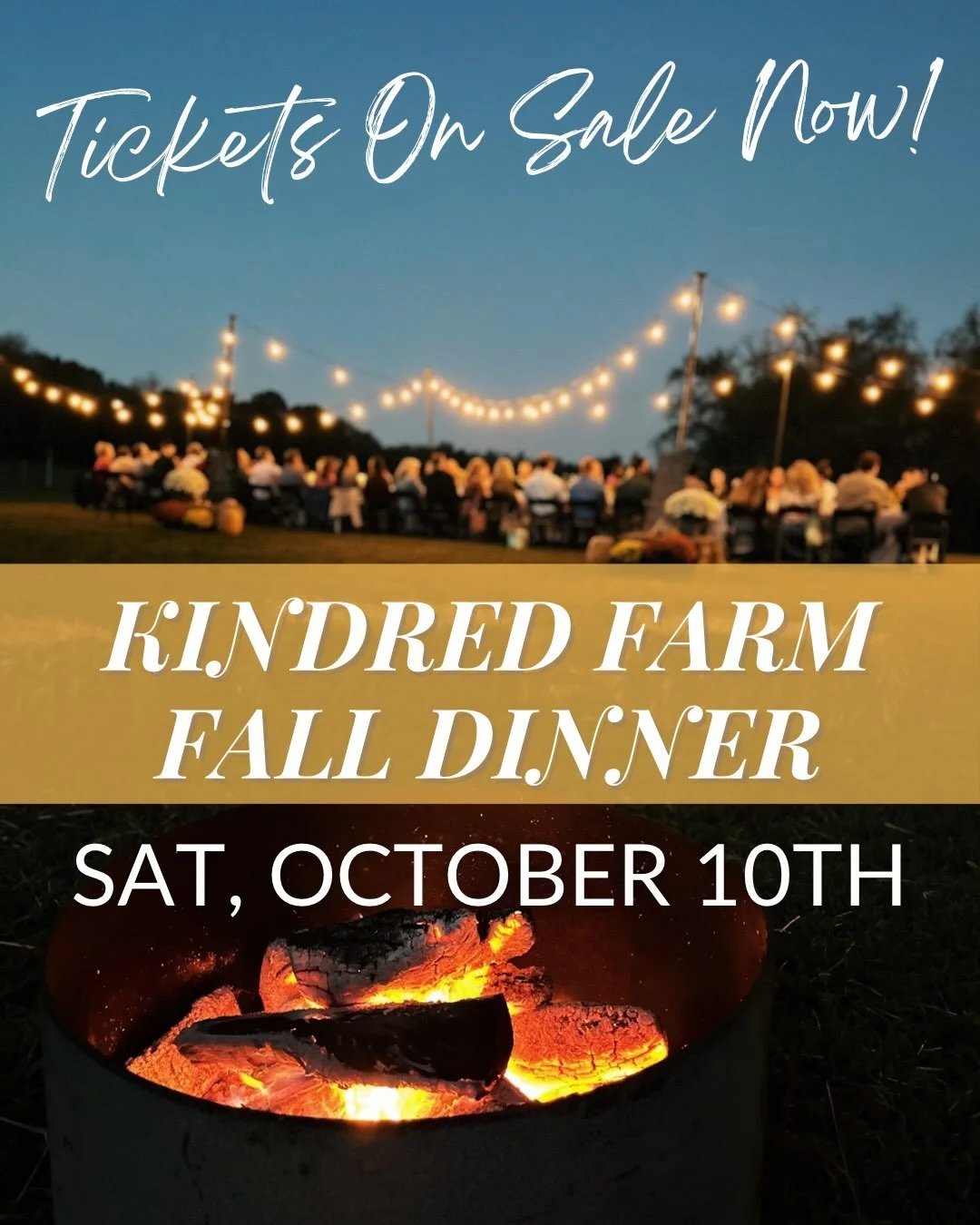 Get your tickets and JOIN US for our&nbsp;Fall Harvest Farm-to-Table Dinner&nbsp;on&nbsp;Saturday, October 10th!&nbsp;🍁

As we approach our 10 year anniversary of Kindred, we&rsquo;re going to make this the best fall dinner ever. 

🎟️ Get your tick
