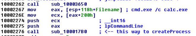 Prepping the payload for CreateProcessA()