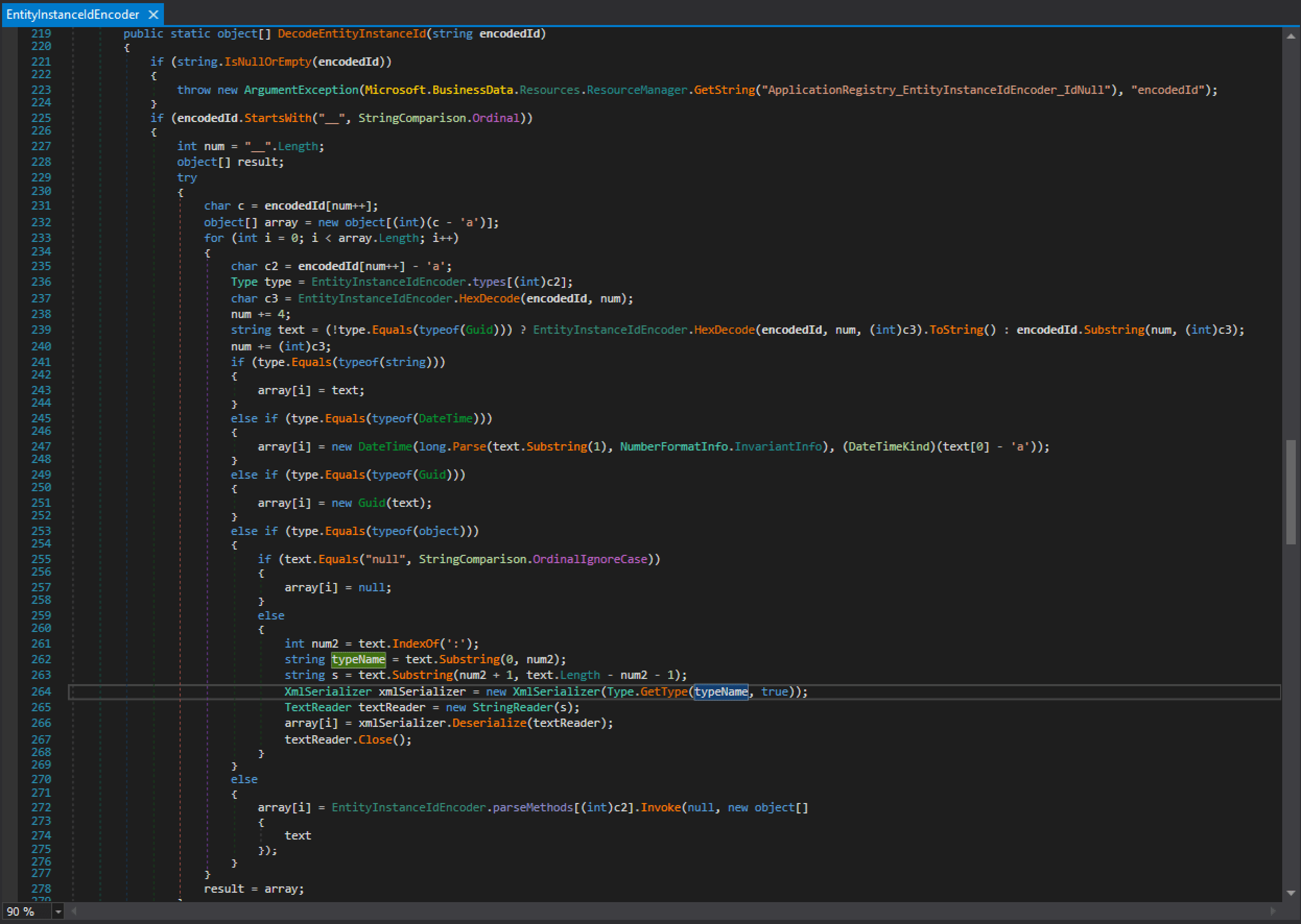 Figure 1 : Microsoft.SharePoint.BusinessData.Infrastructure.EntityInstanceIdEncoder.DecodeEntityInstanceId(string)