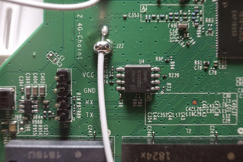 Figure 8 - Close up view of the UART debugging interfaces