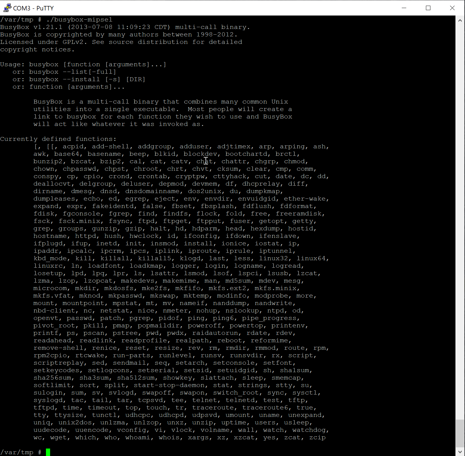 Figure 20 - Available commands with full BusyBox installed