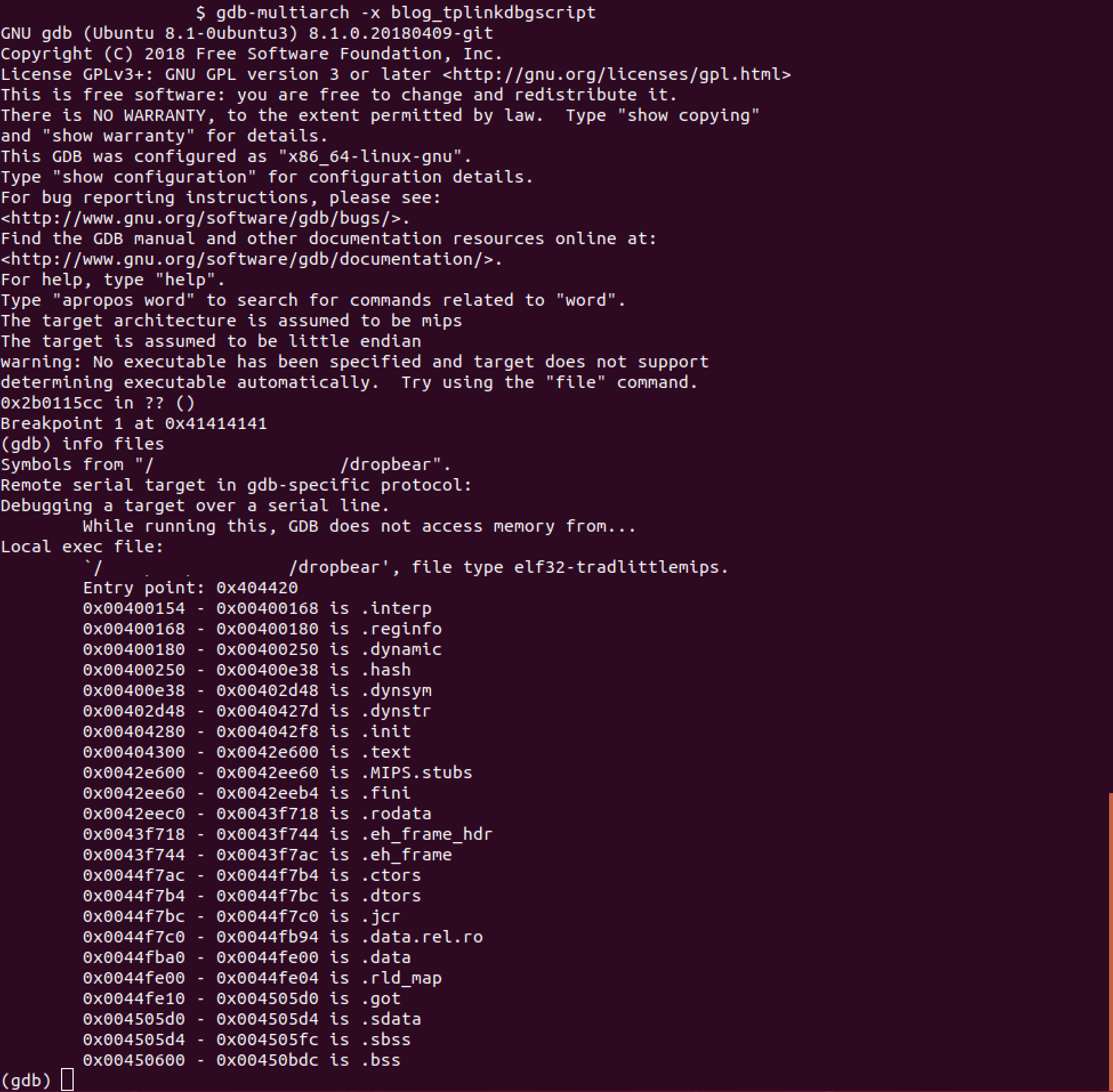 Figure 21 - Output from GDB Session