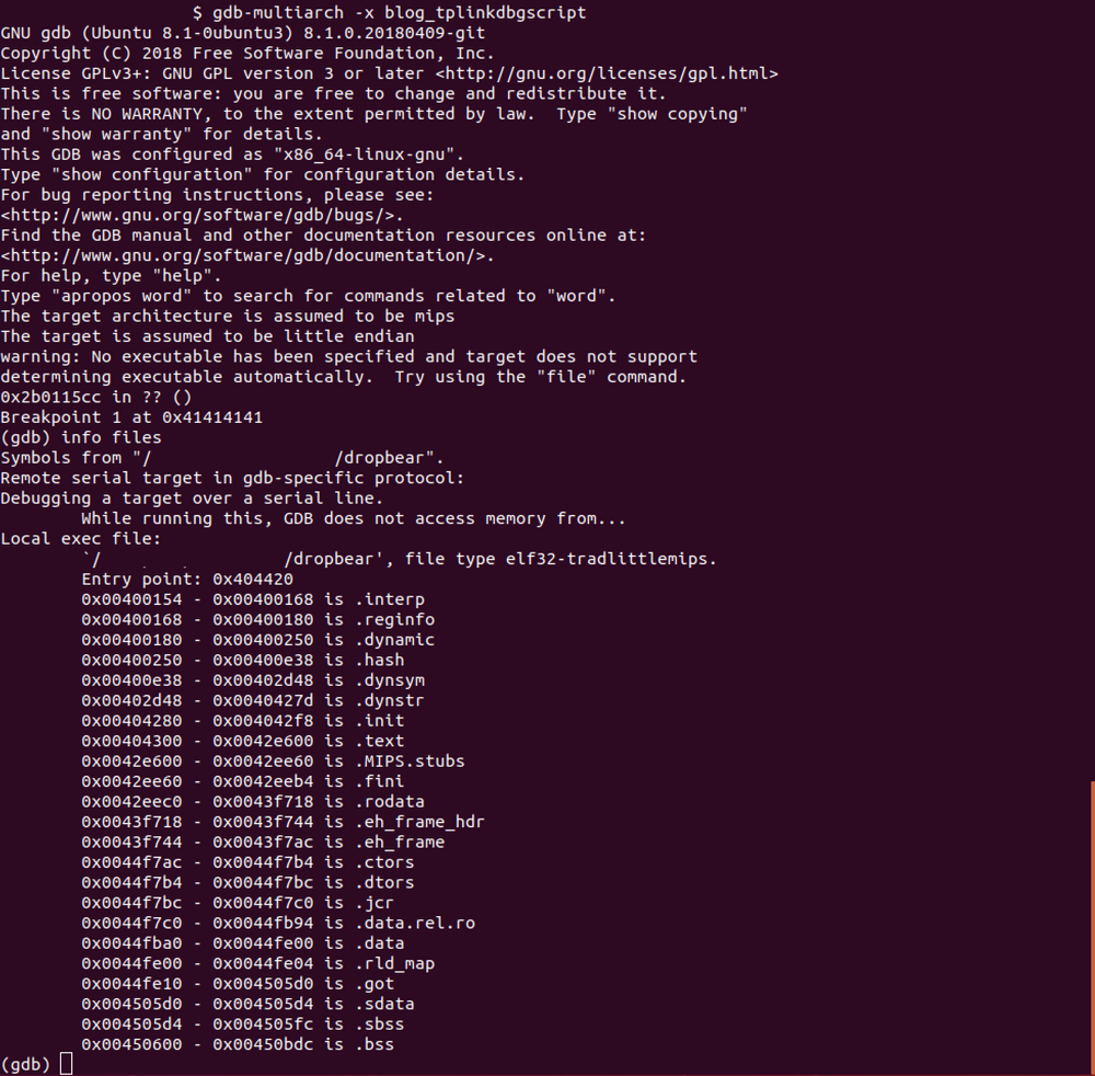 Figure 21 - Output from GDB Session