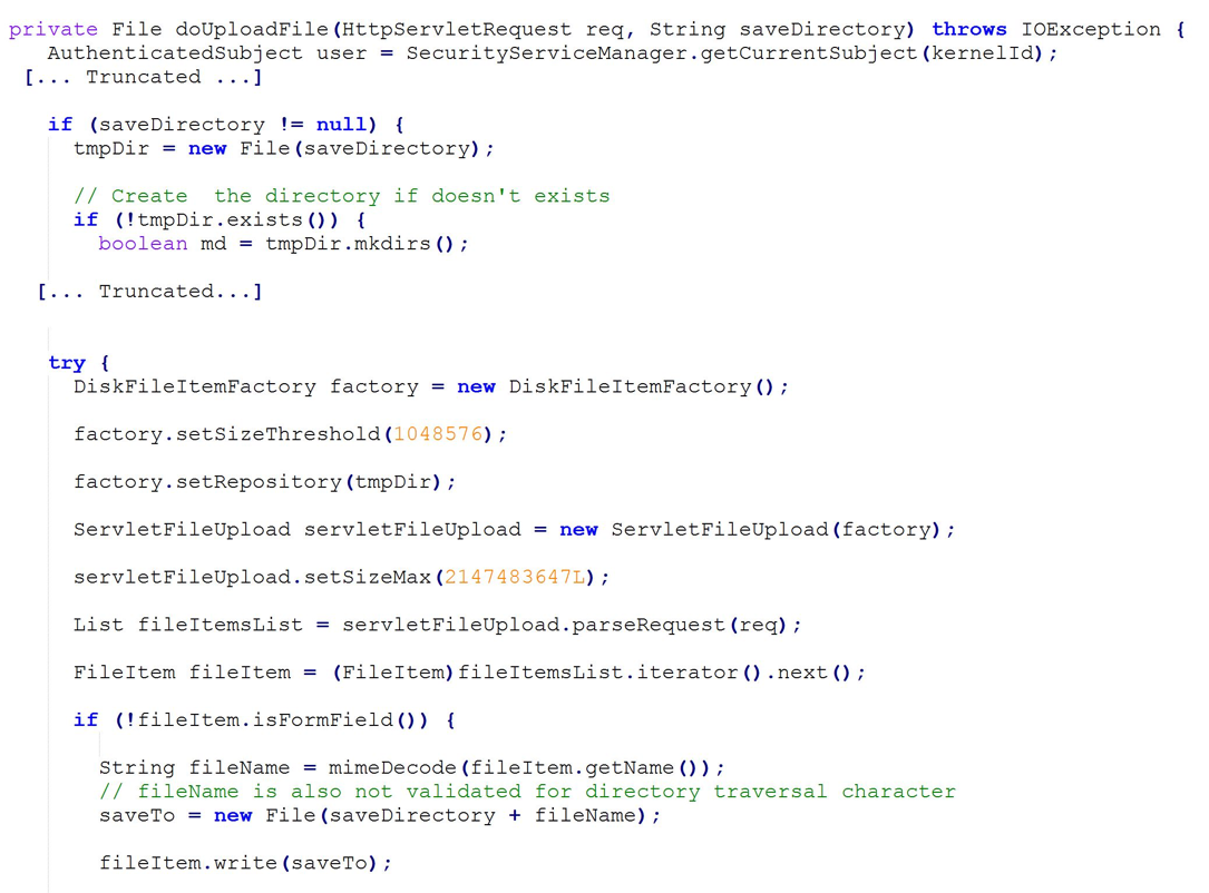 Figure 2 - The doUploadFile() Function