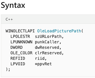 Figure 3: MSDN specification on OleLoadPicturePath