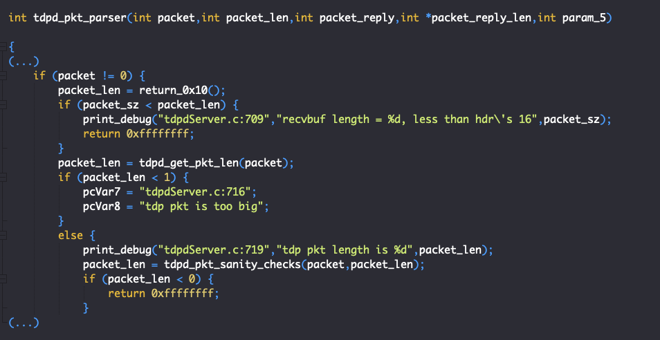 Figure 2 - tdpd_pkt_parser() #1