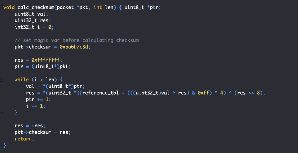 Figure 3 - calc_checksum() from the lao_bomb exploit code