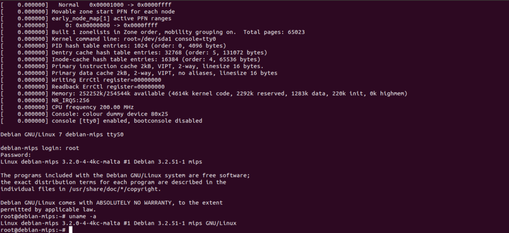 Figure 4 - Starting a pre-built Debian image