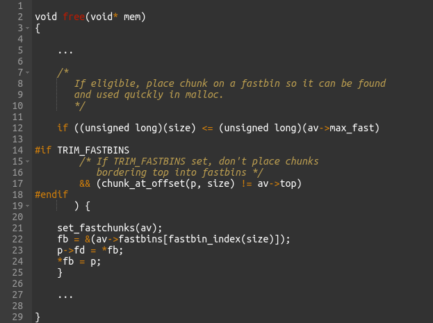 Figure 14 – Implementation of free() in uClibc