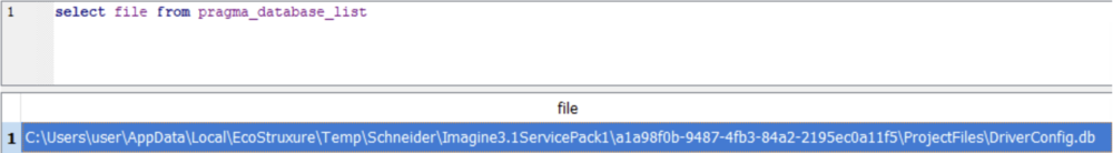 Figure 7 - Showing the full path of the currently loaded database