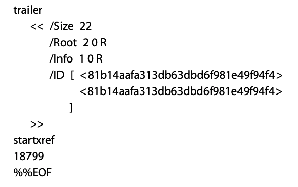 Figure 1 - Example PDF Trailer