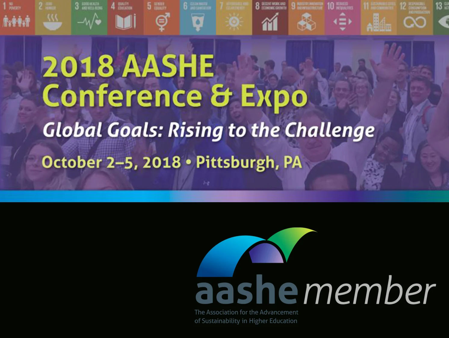  Excited to be a new member of AASHE,  FIFTEEN  will be attending this year’s Conference &amp; Expo in Pittsburgh, PA to discuss the critical role of higher education in achieving Global Goals.    
