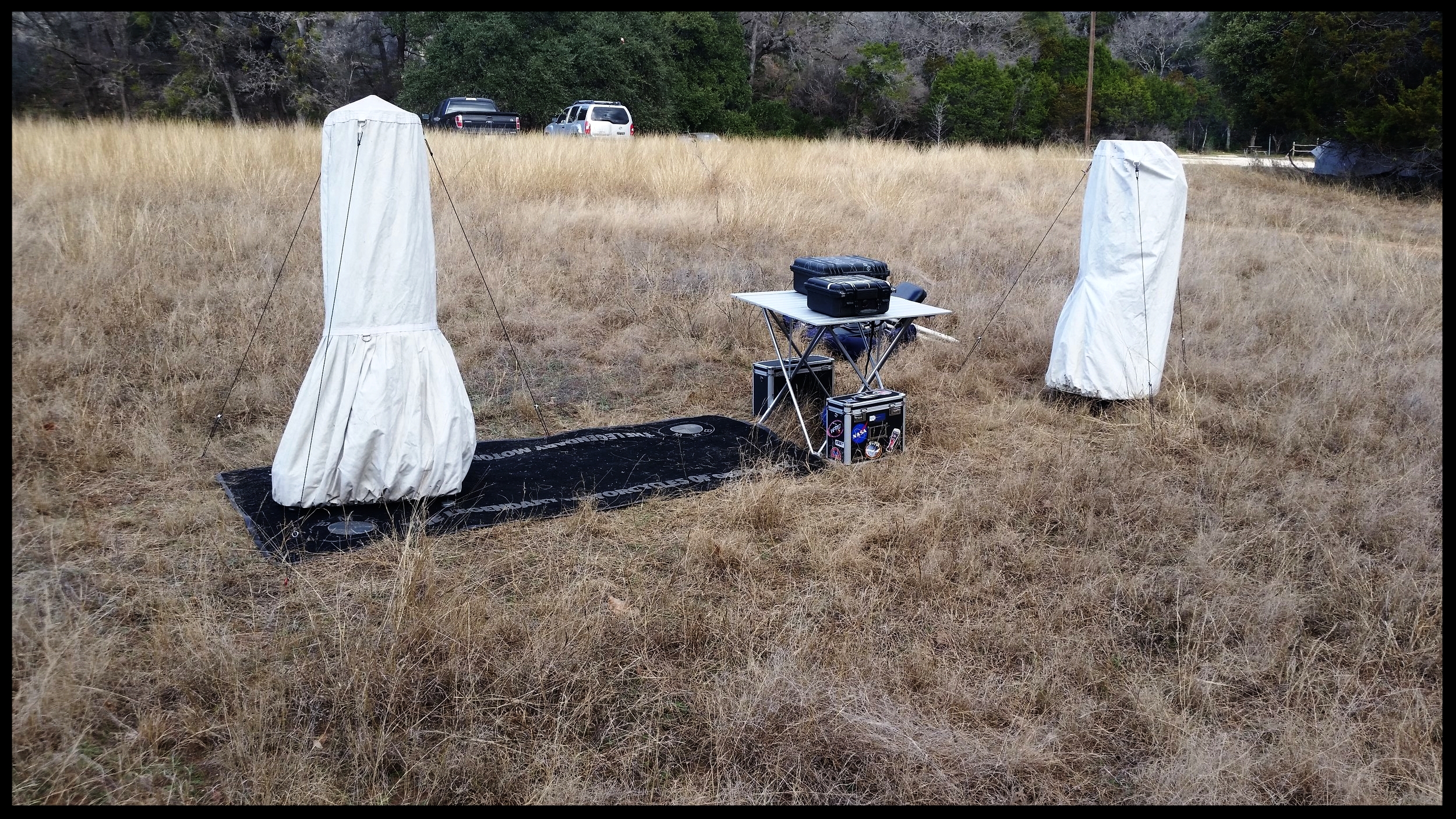 Our scope and equipment set up across the path from our campsite, #28.