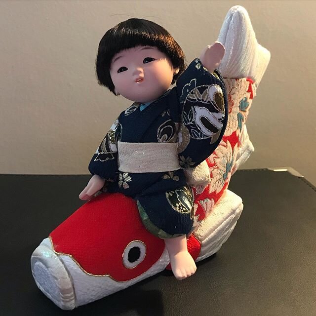 Nice thing about being able to work from home is the ability to also work on some dolls. In time for Boy&rsquo;s Day (May 5). #kanesakayukarikai #kimekomi #kimekomidolls #koi #doll #hobby #japaneseart #kyugetsu #久月 #木目込み #木目込み人形