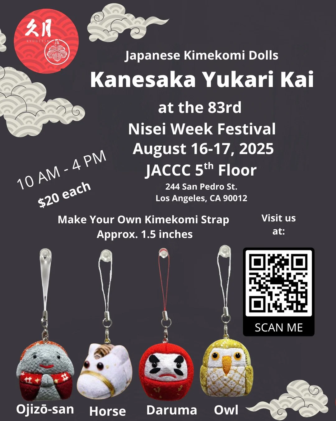 🎉 Join Us at the 83rd Nisei Week Festival! 🎉
🧵✨ Make Your Own Kimekomi Strap with Kanesaka Yukari Kai! ✨🧵

Step into the enchanting world of Japanese Kimekomi doll-making with Kanesaka Yukari Kai at this year&rsquo;s Nisei Week! Whether you're a 