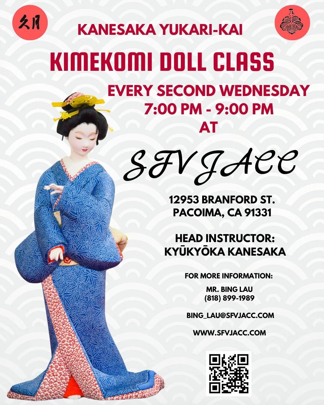 🎎✨ Craft Tradition with Your Own Hands! ✨🎎
Ever wanted to create something timeless and uniquely Japanese? Join the Kimesaka Yukari-Kai Kimekomi Doll Class at @sfvjacc and learn the centuries-old art of crafting beautiful kimekomi dolls. 🪡👘

🌸 S
