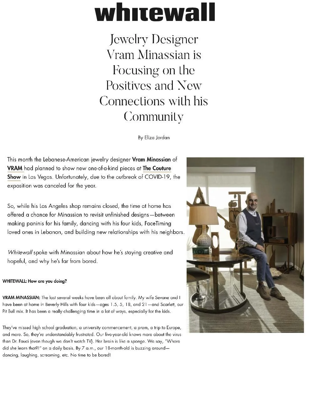 VRAM Minassian Interview on Whitewall.art
