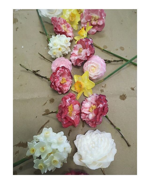 Taught some cutie ladies from the Monticello Garden Club about wax dipping camellias today. This would make a killer wedding look... table scape/ arch/ install/ cake flowers with wax dipped blooms. Holler at me brides.