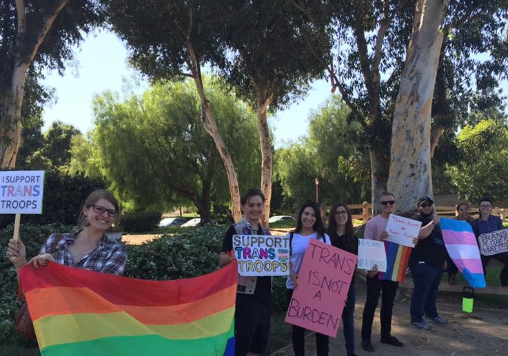 On Thursday, Jul 28, Indivisible: Conejo activists joined local organizers in support of transgender troops after the Trump Administration announced Wednesday via Twitter that they were no longer welcome in the armed forces. Indivisible: Conejo's LGBTQ+ has organized solidarity events throughout the month,beginning tonight, when we will be attending the Grand Opening of the LGBTQ+ Resource Center in Ventura (see below). Plus, join us this Saturday, August 5, 10am-12pm, as we make signs and decorations for Indivisible: Conejo's booth at Ventura Pride on August 19. Can't draw? Come show your support by signing the big banner we're creating!