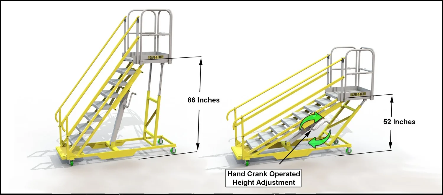 Mobile Stairs For Racking Adjustable Height Mobile Stair — SAFE-T-FAB