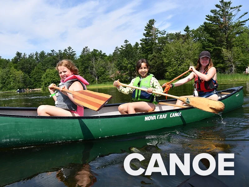 Sparrow Lake is an ideal location to learn to canoe! With a focus on both instruction and fun, campers learn to sweep, pry, stroke, dip, and splash their own way along the beautiful shores of the lake. 