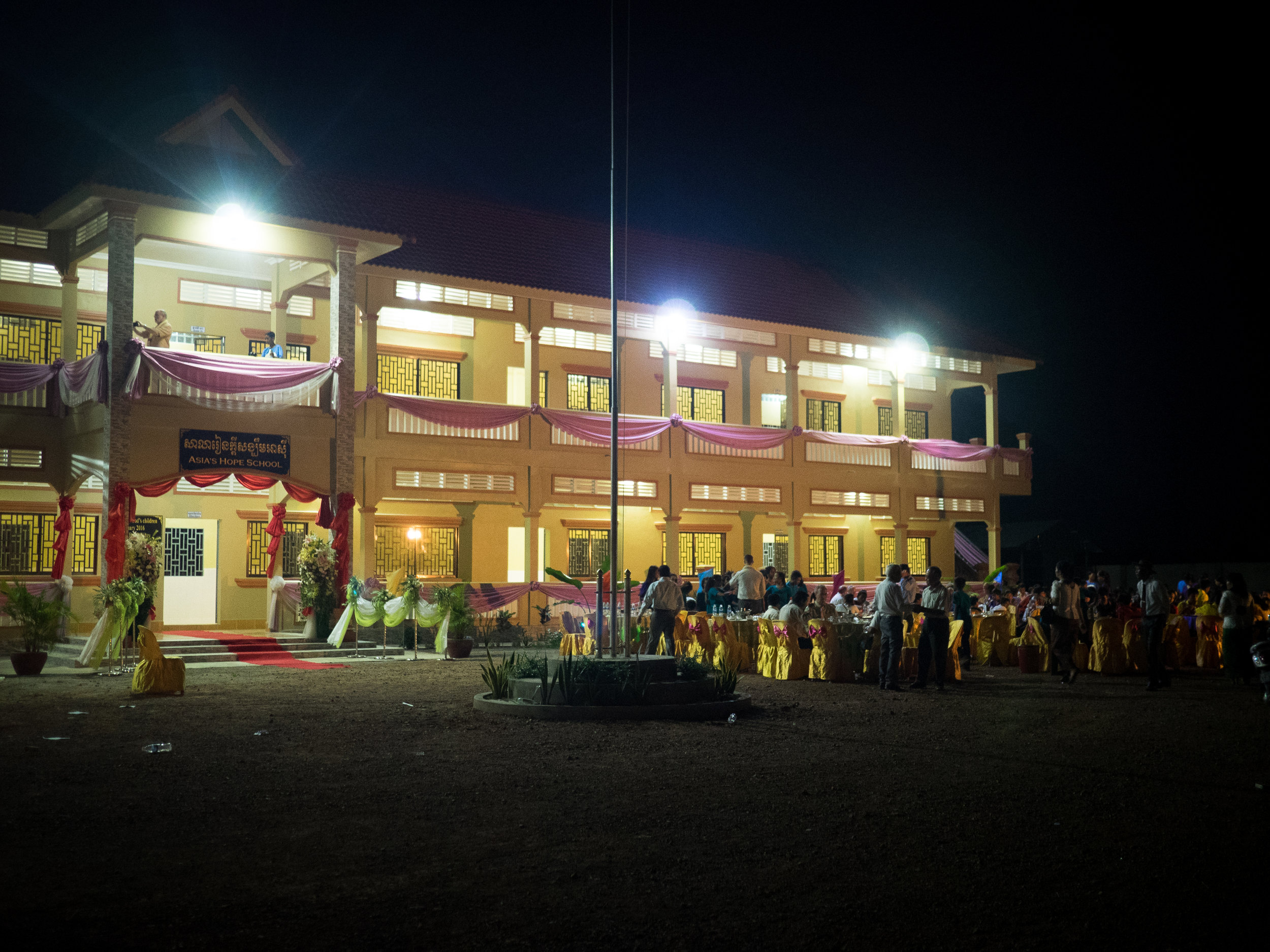  The Asia's Hope Secondary School dedication celebration, held in January 2016, lasted into the late evening, and closed with dinner and a dance party. 
