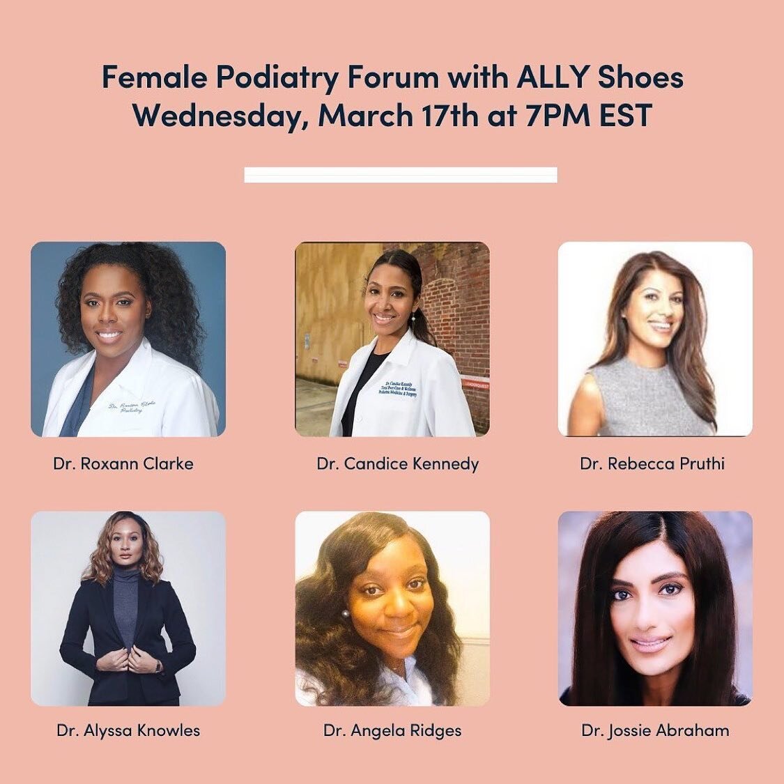 Repost from @drroxxicee7
&bull;
In celebration of Women&rsquo;s History Month, join me and this amazing panel for advice on foot health and life. We will be streaming on @allyshoes FB live, hope to see you there!