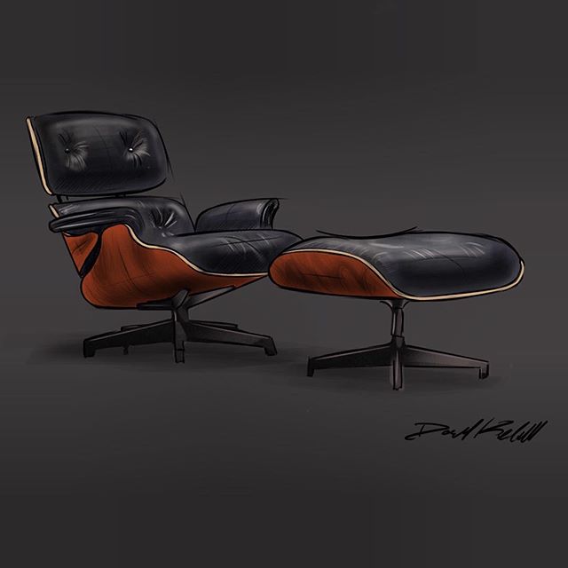 Finally got around to sketching an Eames lounge chair and switched to a new drawing app. Lemme know what you guys think!  #procreate #industrialdesign #idsketching #instaart #art #sketchbook #furnituredesign #eames #design