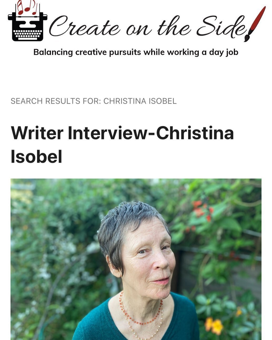 I was recently interviewed by @susan_winters65 for her website Create the Side. Tap on the link in my bio to read the article. 

#createontheside #authorinterviews #poetry #christinaisobel