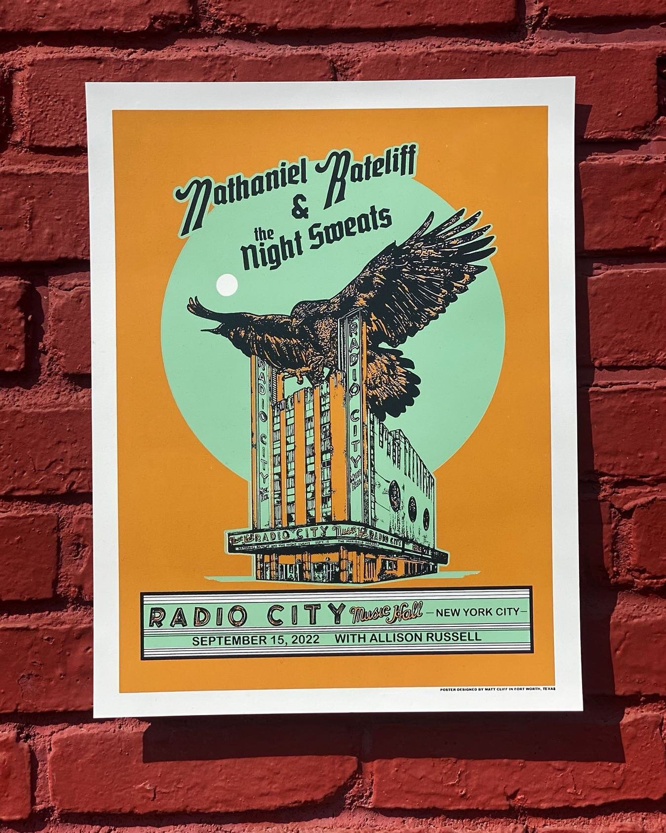 Custom printed these by hand for @nathanielrateliff at @radiocitymusichall this past week.