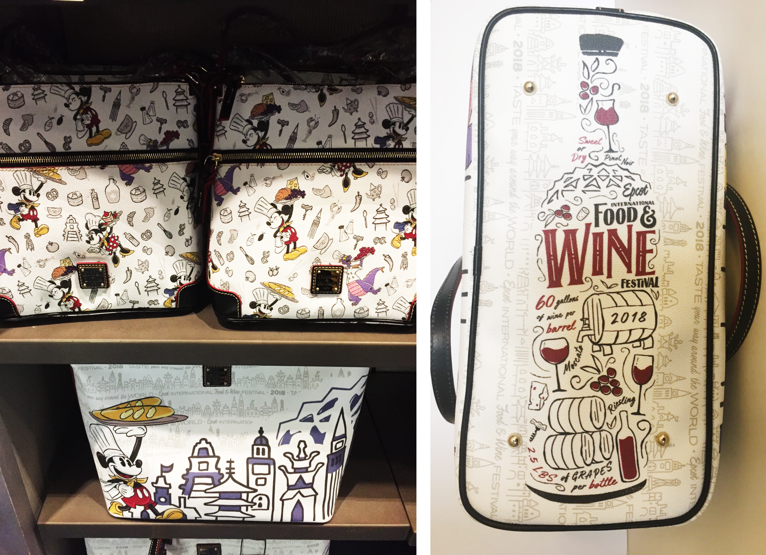 Icons featured on the annual Dooney and Bourke festival bags, as well as the full wine illustration featured on the Dooney and Bourke tote bag.