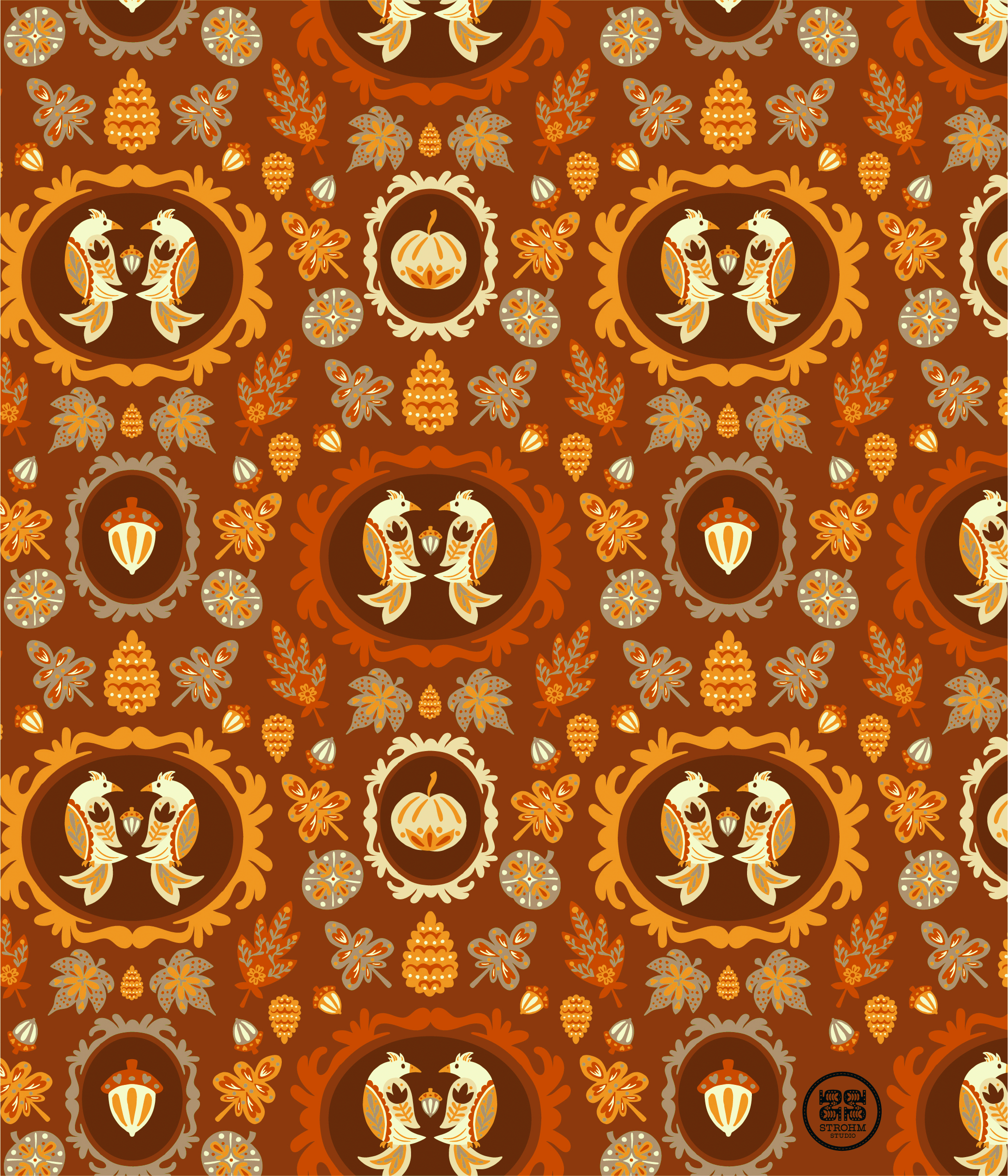 Folky Foliage Print