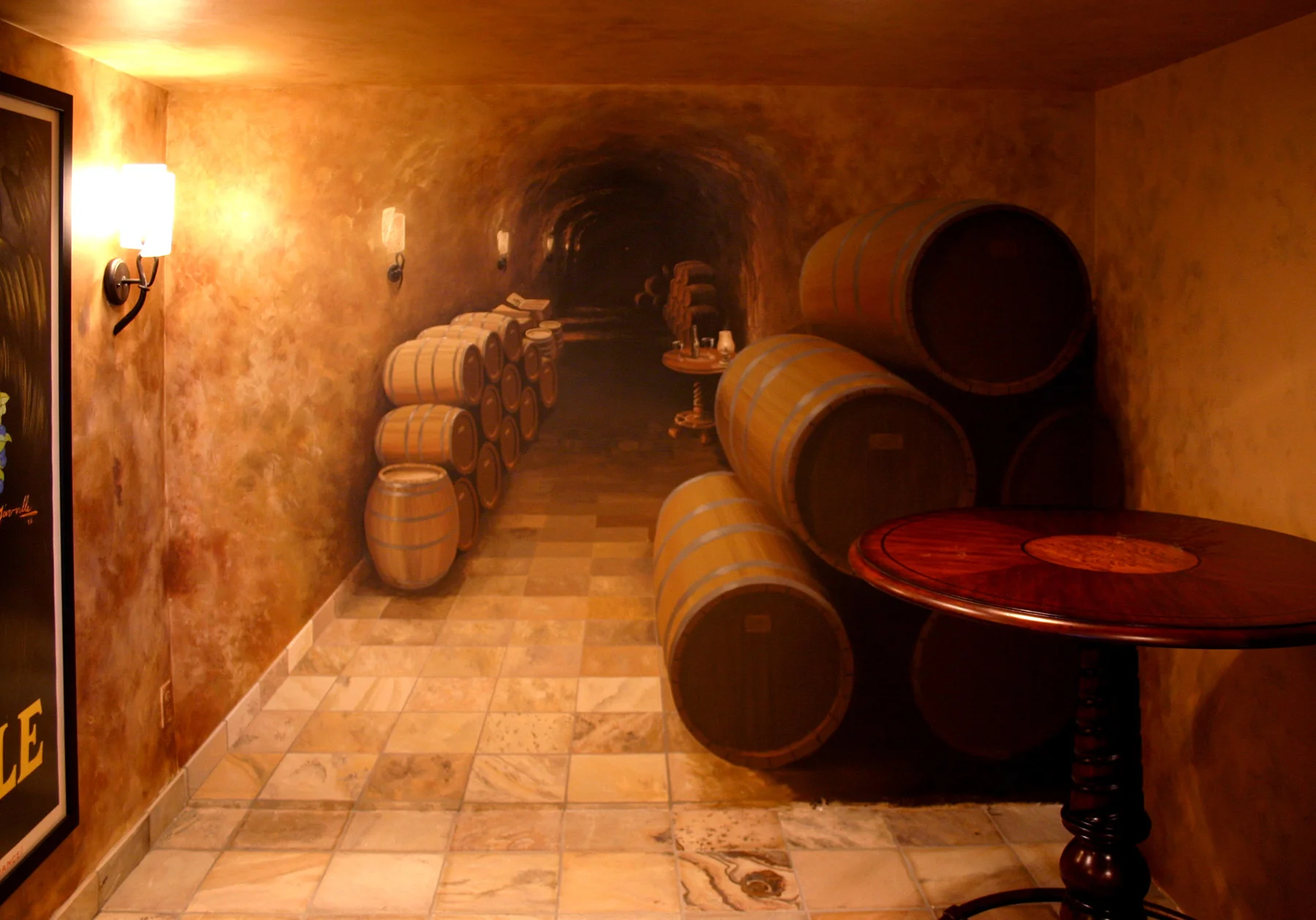 Trompe l'oeil wine cellar