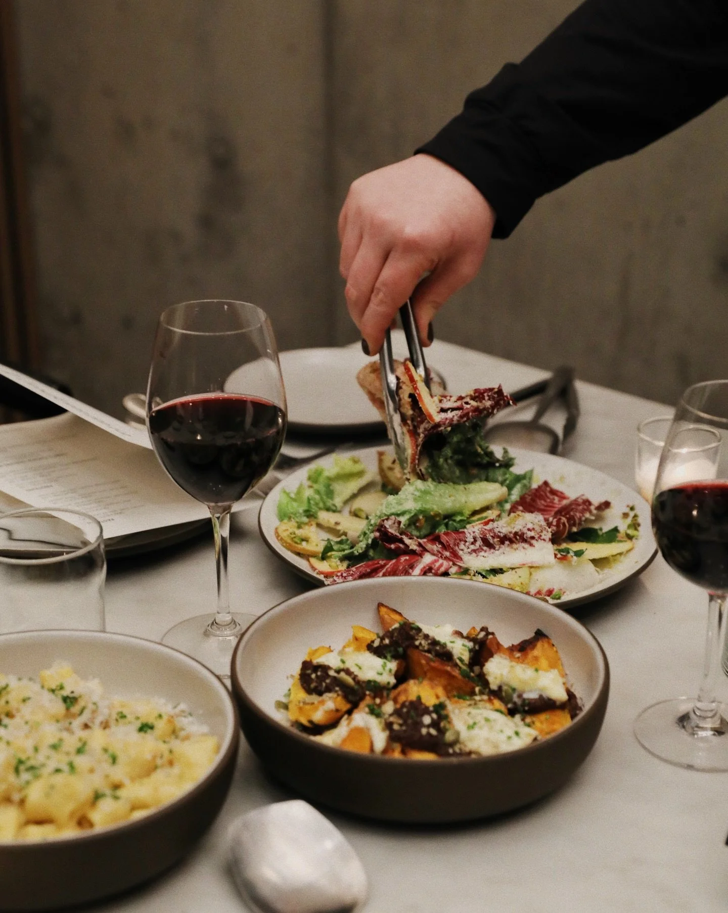 Glasses filled. A table set with plates. This is our perfect weekend dinner. Join us in Madrona!

#vendemmia #seattlerestaurants #seattlepasta #datenightdinner #infatuationseattle