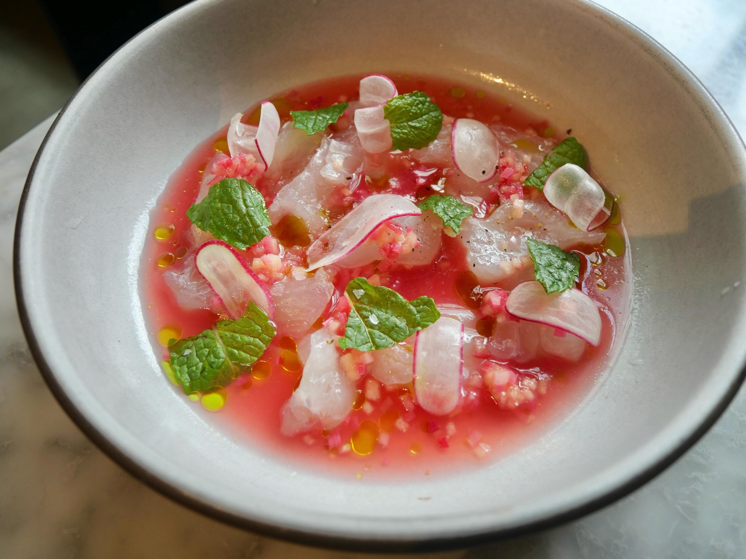 Halibut crudo, rhubarb, fennel, radish, herb oil. 

Fresh, bright, and all about letting a handful of great ingredients do the work. 

Our summer menu is just around the corner, so now&rsquo;s the time to savor the last of our spring dishes before th