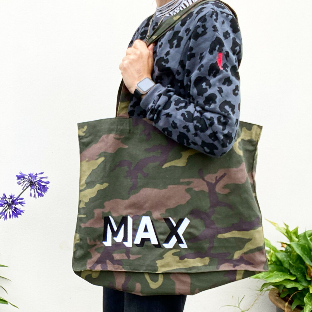 Camo print tote bag 2025