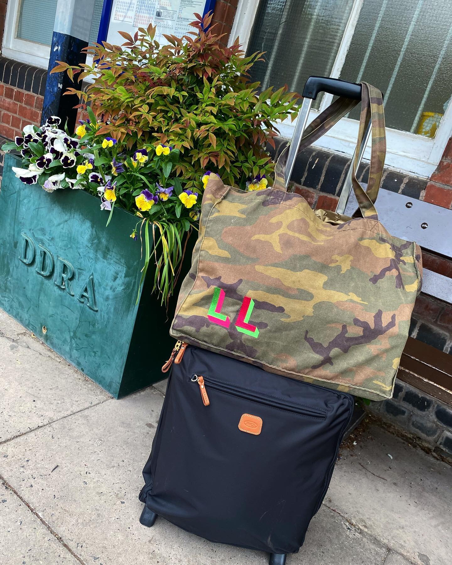 London bound 🚂 with essential jumbo bag packed and ready #camojumbobag #personalisedbag #personalisedembroidery