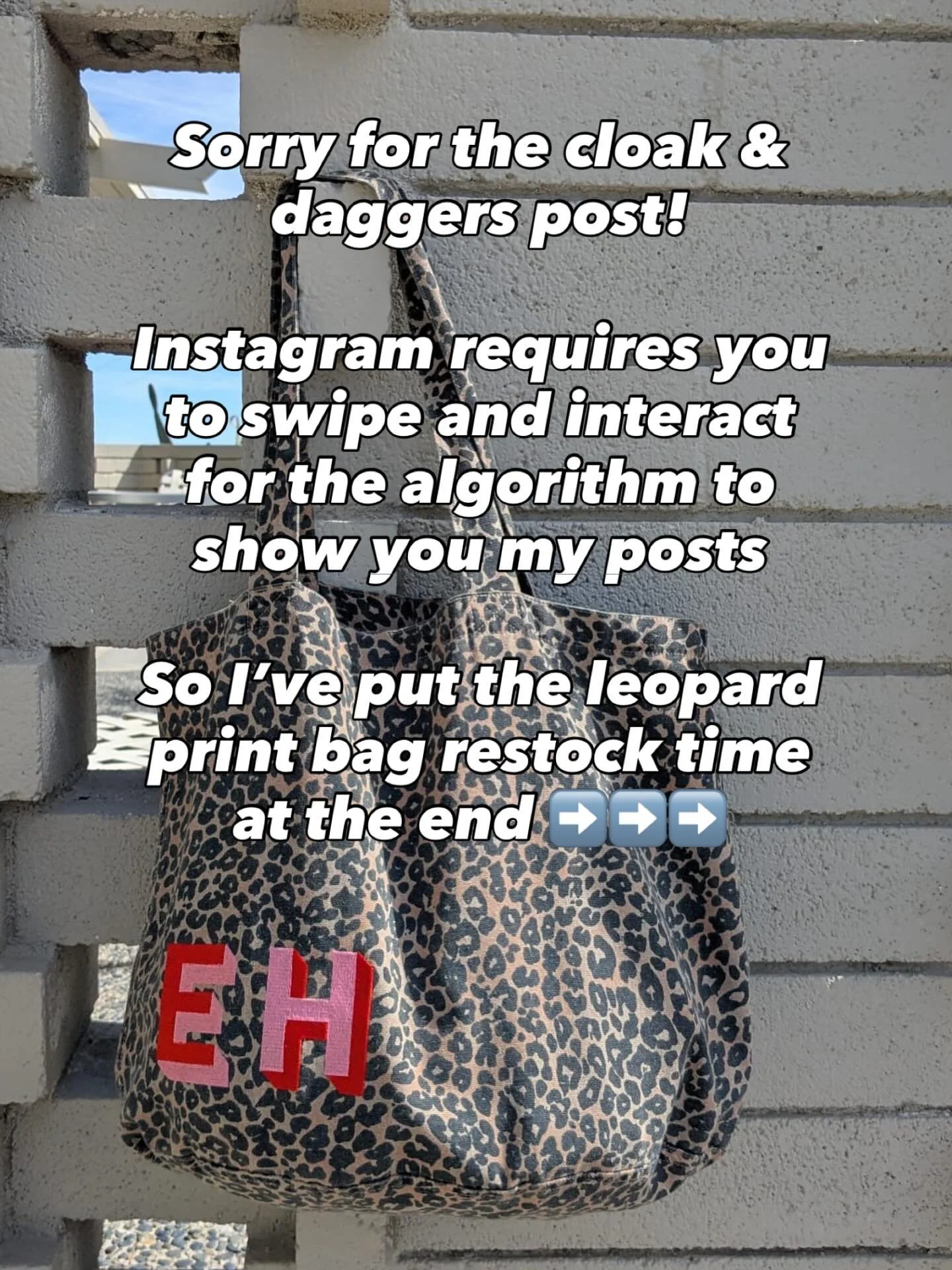 Swipe to the end for restock time for the personalised leopard print bags that sold out in super quick time the other week 

If you already got one and liked it, please help my small business by sending this post to another leopard print fan who migh