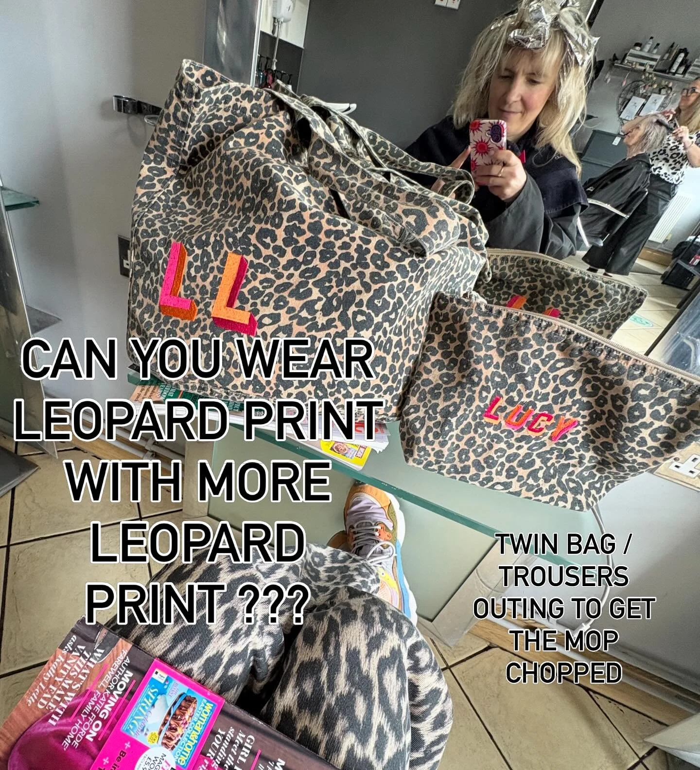 How much is too much leopard print 🐆 Personalised leopard bag and pouch a new essential ! 

Please share my page if there is anyone else you know who might like to see it ❤️

And head to my website to sign up for re stock up dates via my email maili