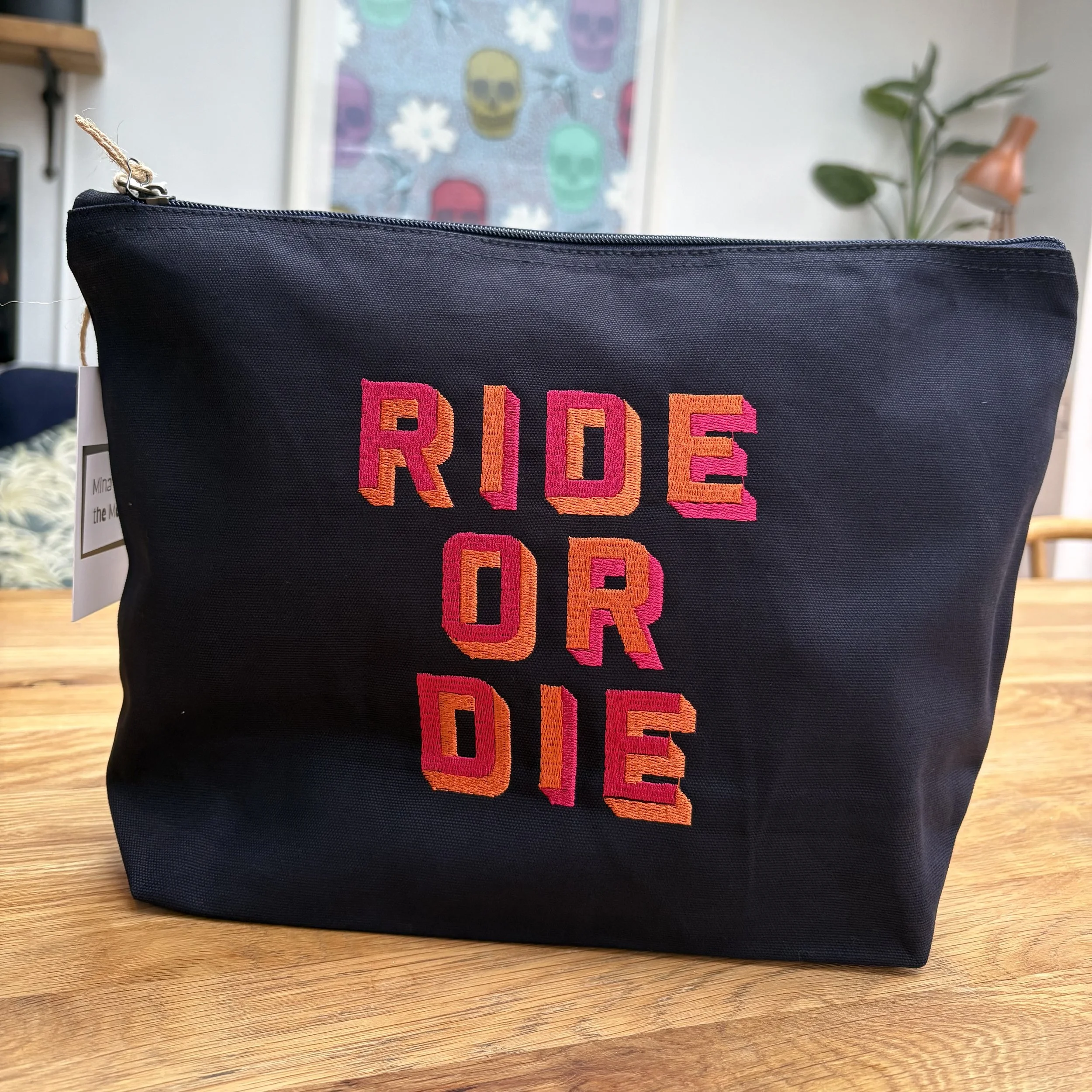 'RIDE OR DIE' Zip Up Pouch