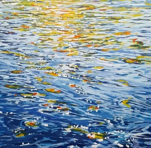 Green Ripples 24x24 acrylic on canvas