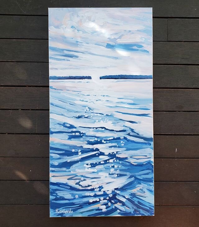 It's there. It's always there. A &quot;Subtle Momentum&quot; pulling me out into the water- out towards the horizon. For me that momentum is the constant search for happiness and satisfaction in all that I do. 30x15 acrylic on canvas. #hlombardoartis