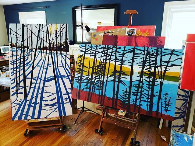 What a difference a day makes! Made terrific progress on these two 36x60 commissions- rewarding myself with much-needed family time and a beach day. #summitgallerypc #hlombardoartist . .
.
.
#designer #homedecor #originalart #interiordesigner #home #