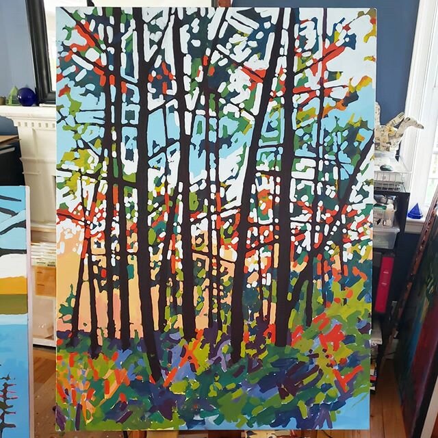 Remember that large piece that I royally messed up, well I'm happy to say it is in the right direction and looking terrific. And the highlights on the trees and other details are still the best parts to come! In progress 48x36. #hlombardoartist. . .
