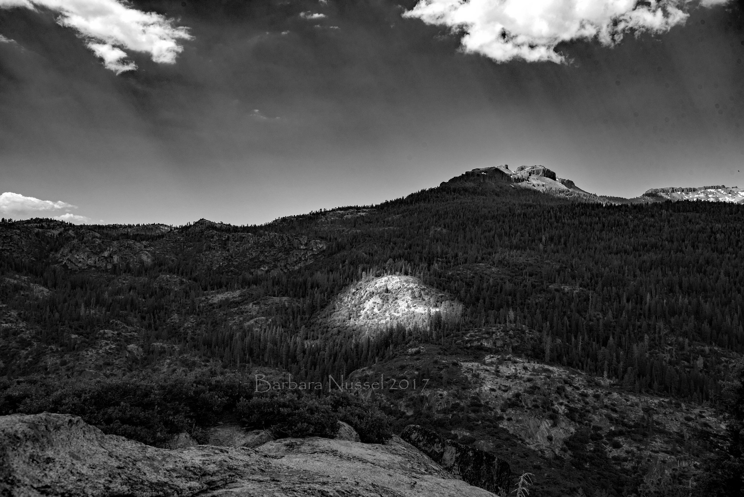 View across the Stanislaus River Canyon -- Spot light is on!
