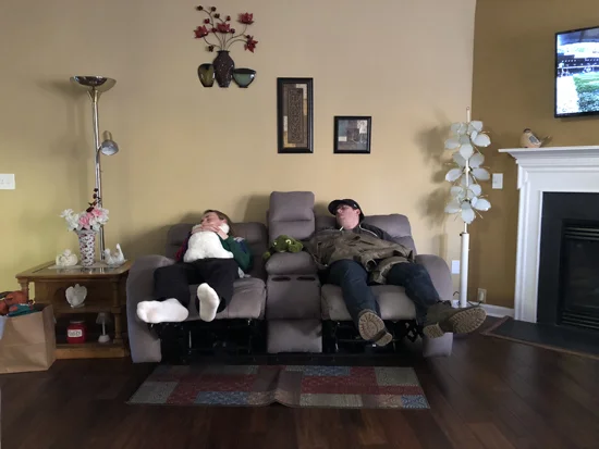 Me and my sister-in-law Kelsey's boyfriend Brian knocked out post-Golden Corral.