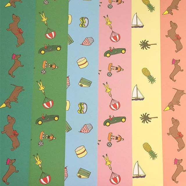 Some colourful custom wrapping papers 🌈🎁🐶 Look out for them at the Crunchy Christmas Market at @spaceacademychch #giftwrap #presents #christmas #CDP