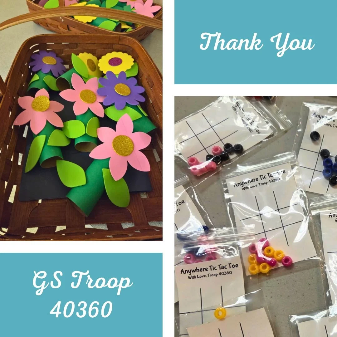 Thanks to Girl Scout Troop 40360 for crafting paper flowers and tic tac toe games for each of our clients! 

@clarktownshipnj @townshipofcranford @fanwoodborough @garwoodnj @mountainside.borough @scotchplains @townofwestfield