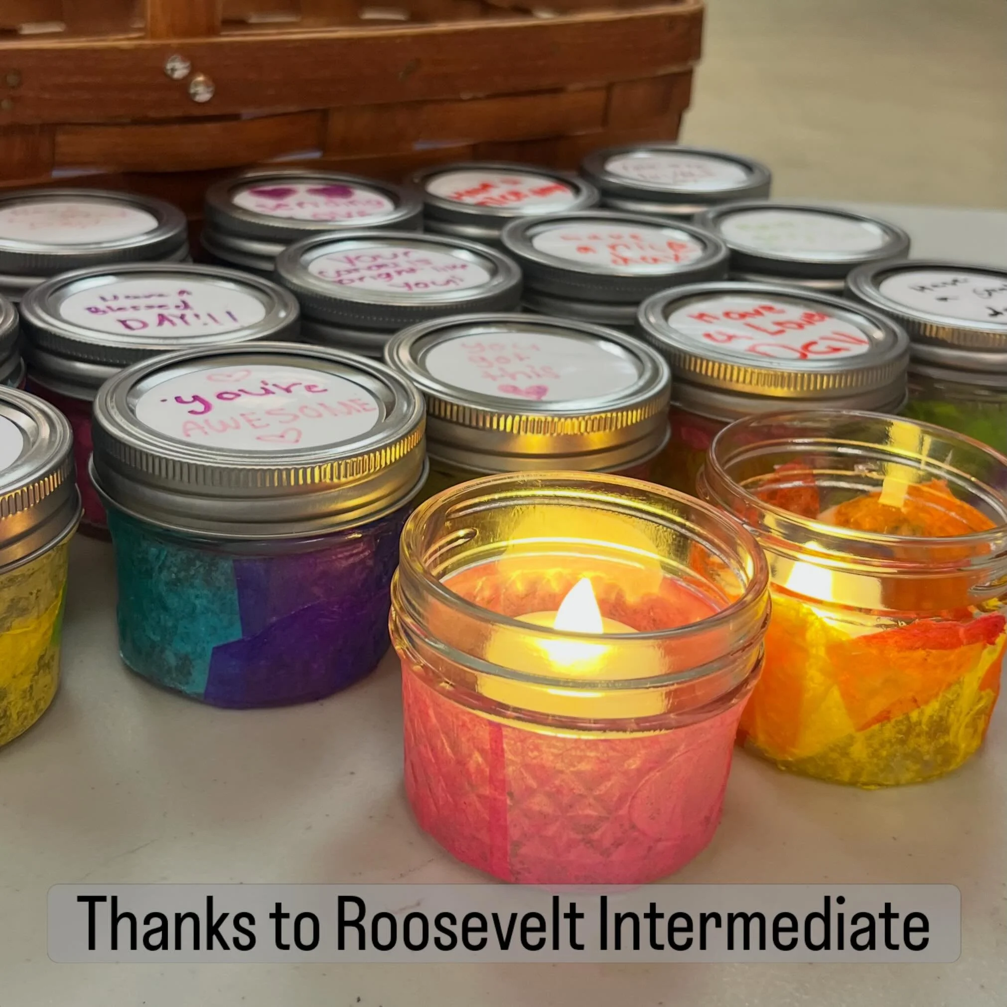 Thanks to the students at Roosevelt Intermediate School in Westfield for making these beautiful candleholders for our clients!